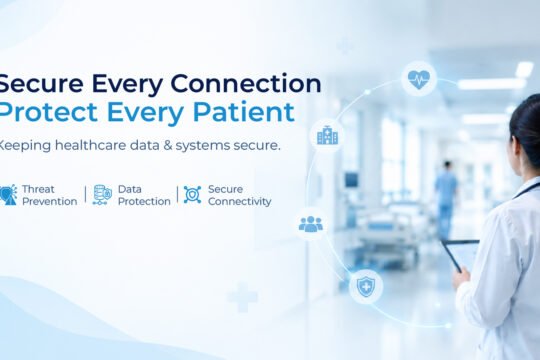 Healthcare hospital firewall protecting patient data and medical systems