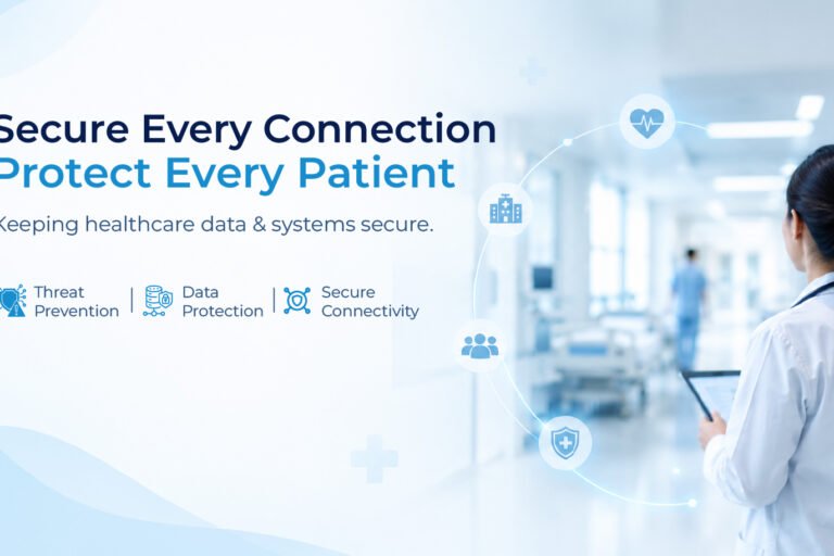 Healthcare hospital firewall protecting patient data and medical systems
